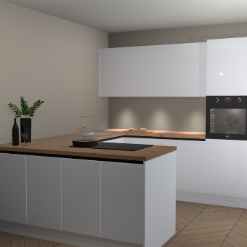 Sneeuwwitte hoogglans greeploze keuken Rosario 68116