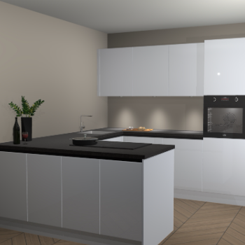 Sneeuwwitte hoogglans greeploze keuken Rosario 68194