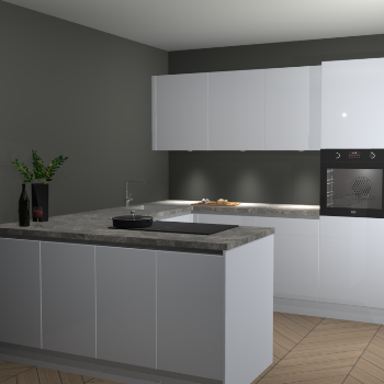 Sneeuwwitte hoogglans greeploze keuken Rosario 68240