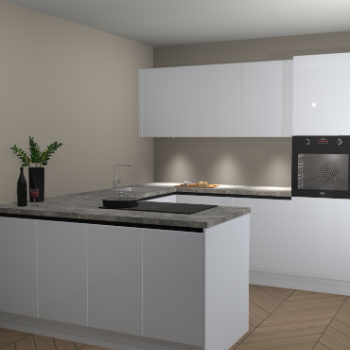 Sneeuwwitte hoogglans greeploze keuken Rosario 68243