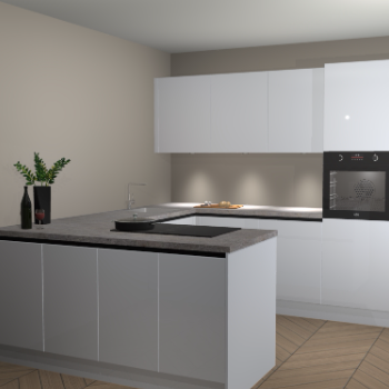 Sneeuwwitte hoogglans greeploze keuken Rosario 68277