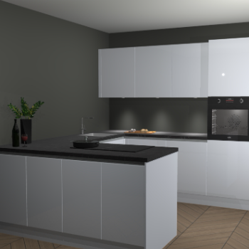 Sneeuwwitte hoogglans greeploze keuken Rosario 68325