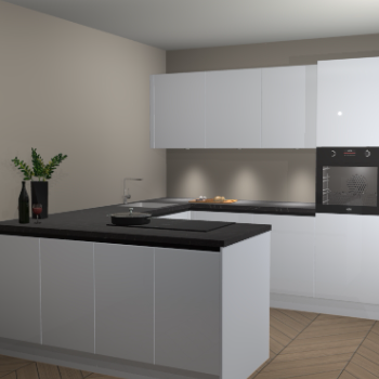 Sneeuwwitte hoogglans greeploze keuken Rosario 68331