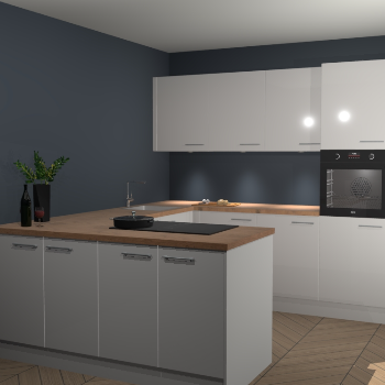 Zijdegrijze hoogglans keuken Rosario 68348