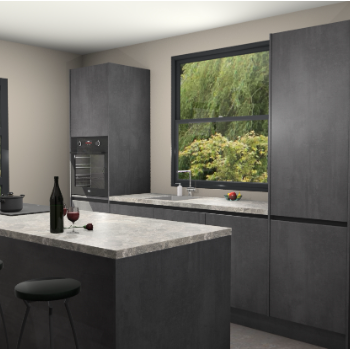 Beton Zwarte greeploze keuken Holland 91164