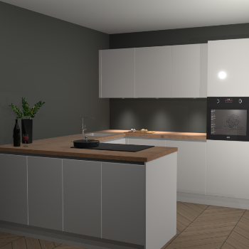 Zijdegrijze hoogglans greeploze keuken Rosario 68350