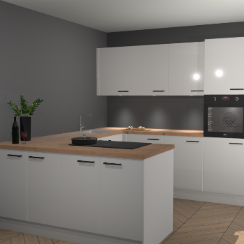 Zijdegrijze hoogglans keuken Rosario 68351