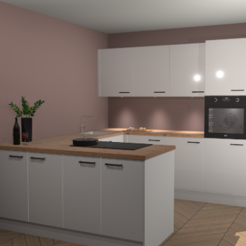 Zijdegrijze hoogglans keuken Rosario 68352