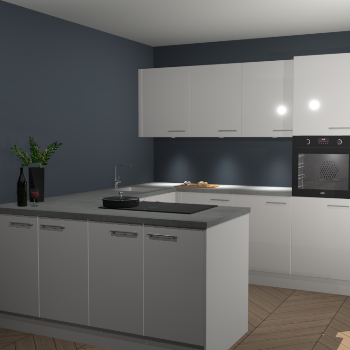 Zijdegrijze hoogglans keuken Rosario 68456