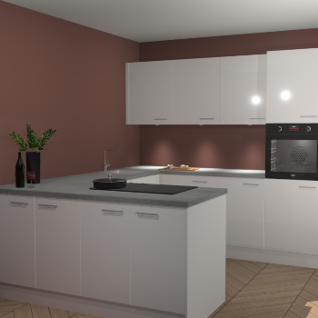 Zijdegrijze hoogglans keuken Rosario 68457