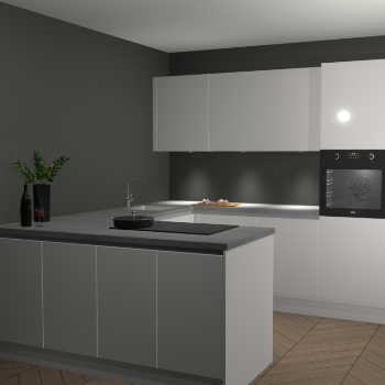 Zijdegrijze hoogglans greeploze keuken Rosario 68458