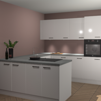 Zijdegrijze hoogglans keuken Rosario 68460