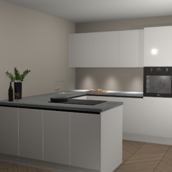 Zijdegrijze hoogglans greeploze keuken Rosario 68461