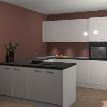 Zijdegrijze hoogglans keuken Rosario 68469