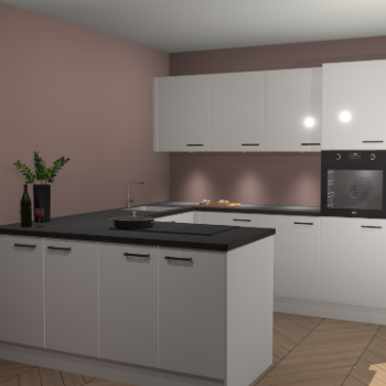 Zijdegrijze hoogglans keuken Rosario 68472