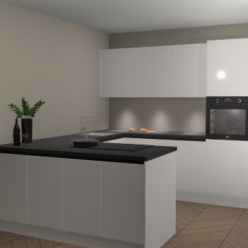 Zijdegrijze hoogglans greeploze keuken Rosario 68473