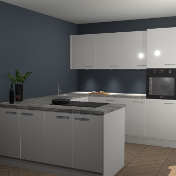 Zijdegrijze hoogglans keuken Rosario 68524