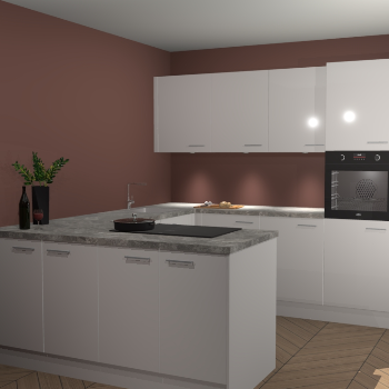 Zijdegrijze hoogglans keuken Rosario 68525