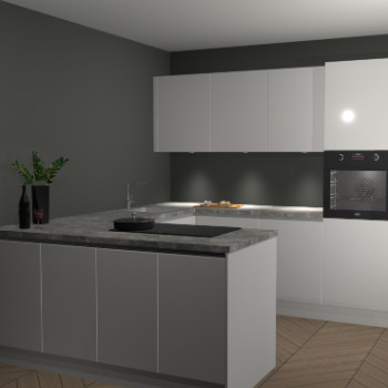 Zijdegrijze hoogglans greeploze keuken Rosario 68526