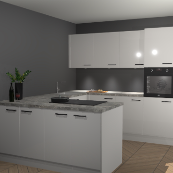 Zijdegrijze hoogglans keuken Rosario 68527