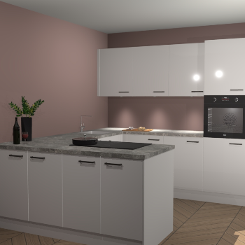 Zijdegrijze hoogglans keuken Rosario 68528