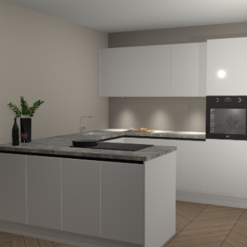 Zijdegrijze hoogglans greeploze keuken Rosario 68529