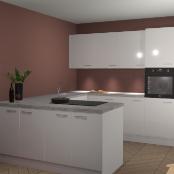 Zijdegrijze hoogglans keuken Rosario 68543