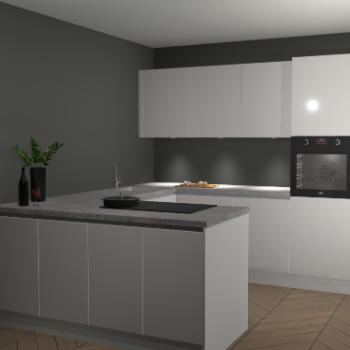 Zijdegrijze hoogglans greeploze keuken Rosario 68544