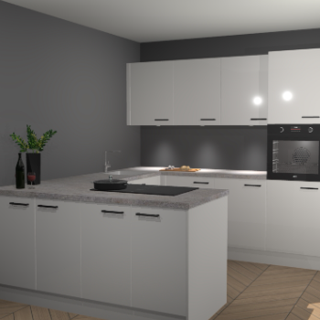 Zijdegrijze hoogglans keuken Rosario 68546