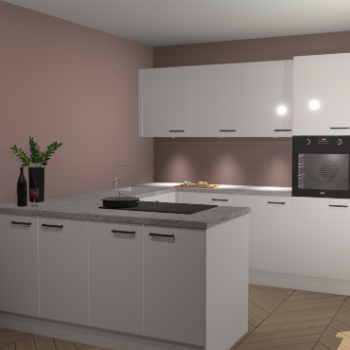 Zijdegrijze hoogglans keuken Rosario 68547