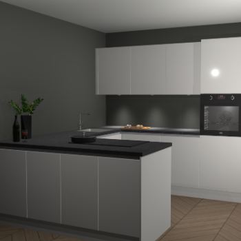 Zijdegrijze hoogglans greeploze keuken Rosario 68629