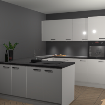 Zijdegrijze hoogglans keuken Rosario 68630