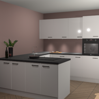 Zijdegrijze hoogglans keuken Rosario 68631