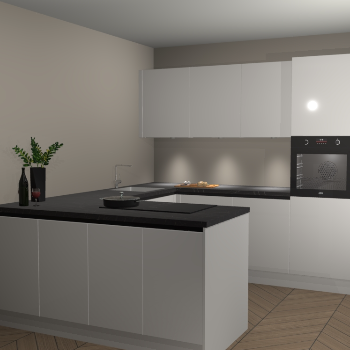 Zijdegrijze hoogglans greeploze keuken Rosario 68632