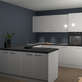 Zijdegrijze hoogglans keuken Rosario 68468