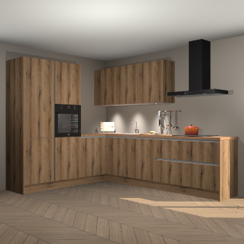 Goud eiken greeploze keuken Parla 84211
