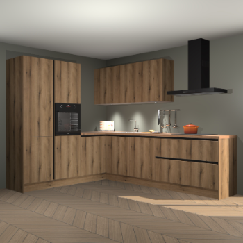 Goud eiken greeploze keuken Parla 84214