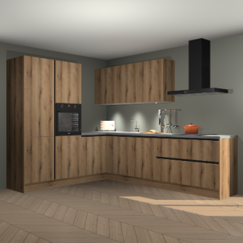 Goud eiken greeploze keuken Parla 84245