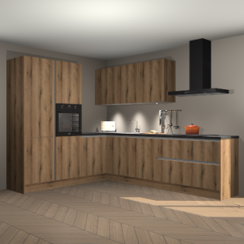 Goud eiken greeploze keuken Parla 84248