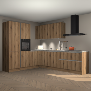 Goud eiken greeploze keuken Parla 84254