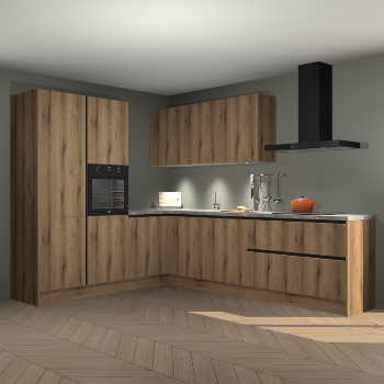 Goud eiken greeploze keuken Parla 84257