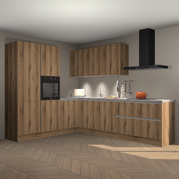 Goud eiken greeploze keuken Parla 84260