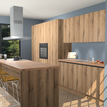 Goud Eiken greeploze keuken Straatsburg 49711