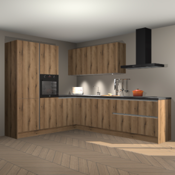 Goud eiken greeploze keuken Parla 84266