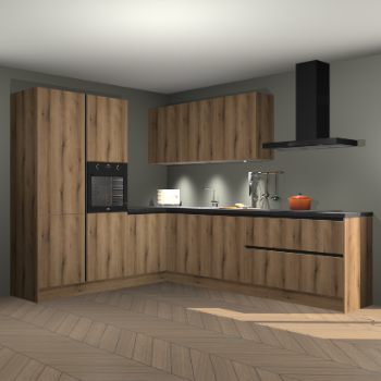 Goud eiken greeploze keuken Parla 84270