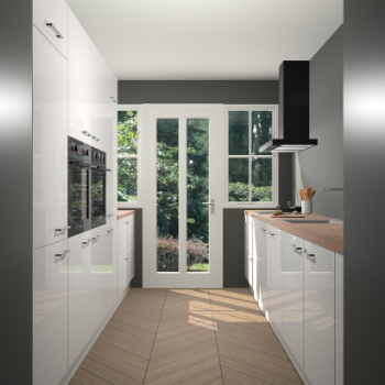 Zijdegrijze hoogglans keuken Olympia 88436