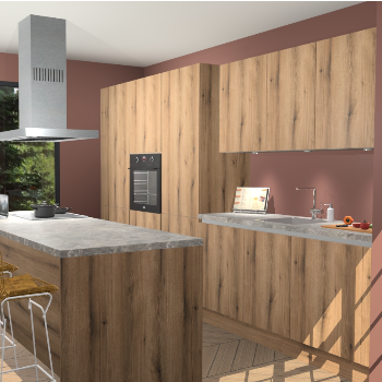 Goud Eiken greeploze keuken Straatsburg 49746