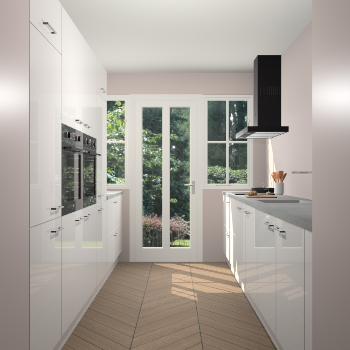 Zijdegrijze hoogglans keuken Olympia 88479