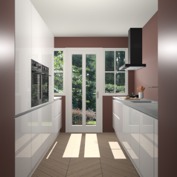 Zijdegrijze hoogglans greeploze keuken Olympia 88480