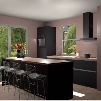 Zwarte greeploze keuken Toulouse 49246